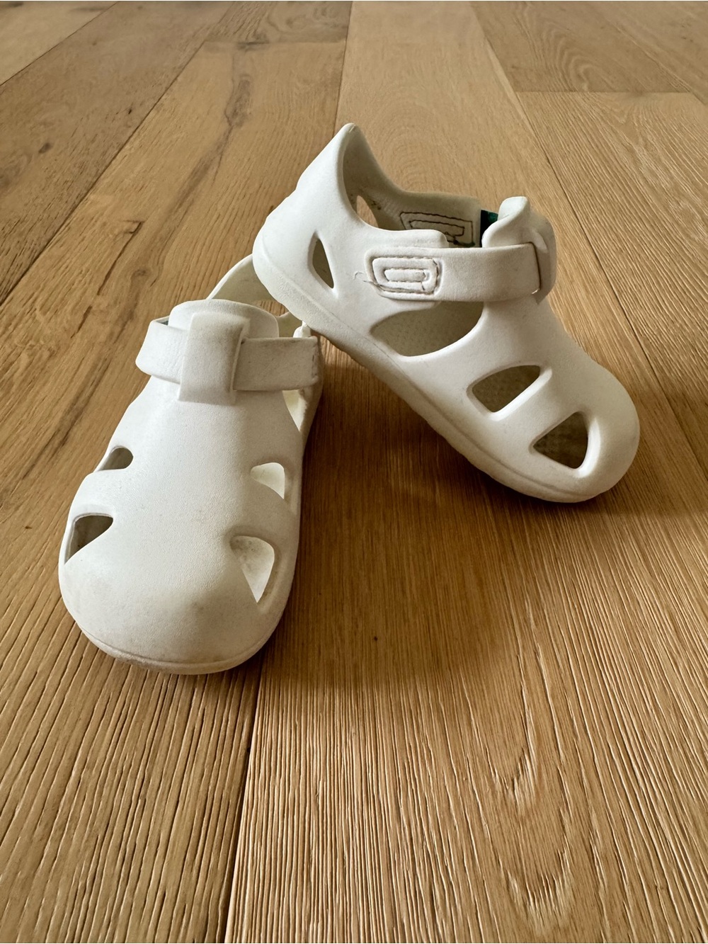 Ten Little White Sandal Shoes with Adjustable Strap